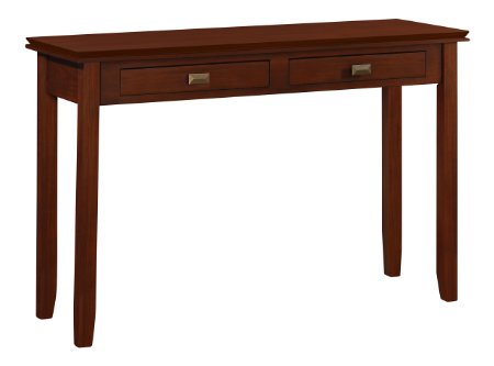 Simpli Home Artisan Console Sofa Table Medium Auburn Brown