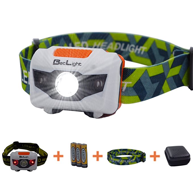 BetLight 4 Mods LED Headlamp/Headlight,Package with Batteries,Replacement Band, Packing Box