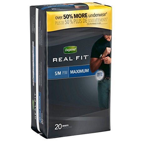 Depend Real Fit for Men Briefs, Small/Medium, 20