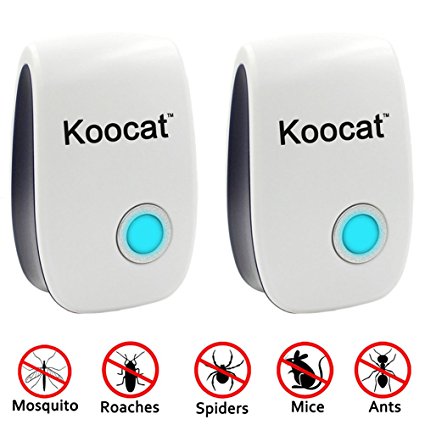 2-Pack Ultrasonic Pest Control Electronic Plug -In Repeller for Insects, Best Repellent Equipment for Mice, Rodents, Cockroach, Flies, Roaches, Ants, Spiders, Fleas, Bugs