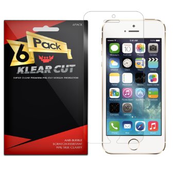 Klear Cut [6-Pack] - Screen Protector for Apple iPhone SE / 5S / 5 SE / 5SE - Lifetime Replacement Warranty - Anti-Bubble & Anti-Fingerprint High Definition (HD) Clear Premium PET Cover