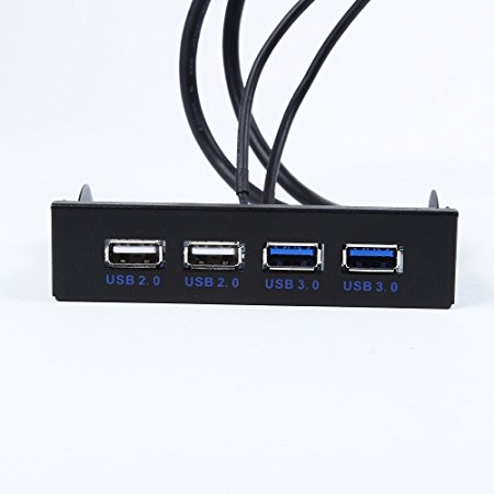 E-SDS USB 3.0 2-Ports   USB 2.0 2-Ports 3.5 inch Metal Front Panel USB Hub[ 20 Pin Connector & 2ft Adapter Cable]