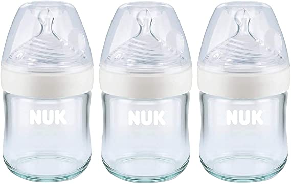 NUK Simply Natural Glass Bottles, 4 Oz, 3 Pack