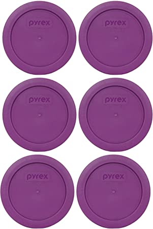 Pyrex 7200-PC Thistle Purple Round Plastic Food Storage Replacement Lids - 6 Pack