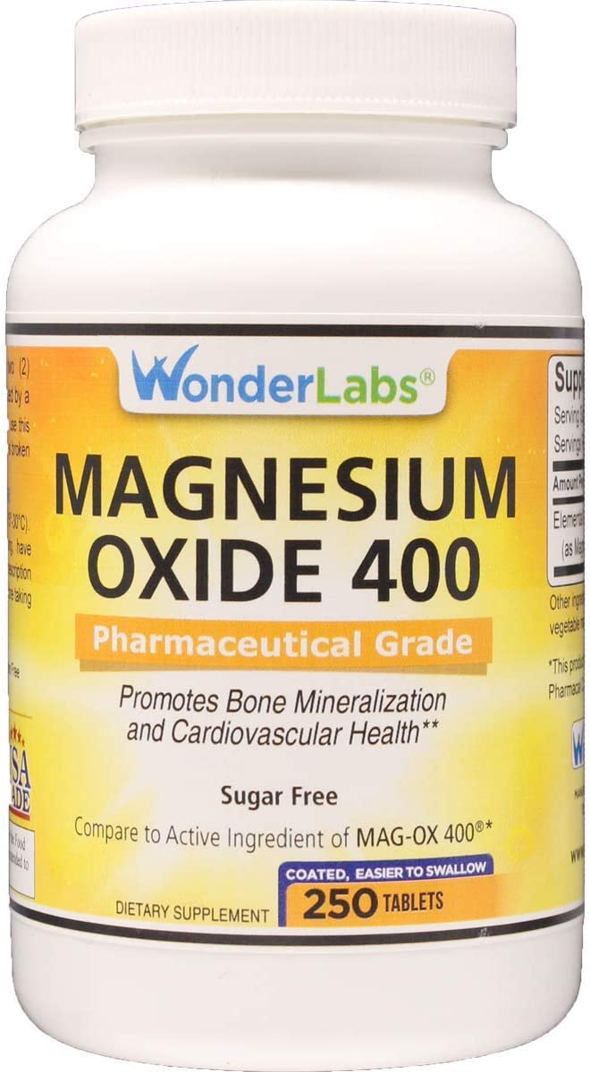 Wonder Labs Magnesium Oxide 400, 483mg of Magnesium Oxide Pharmaceutical Grade** Compare to MAG-OX 400 ® - 250 Tablets