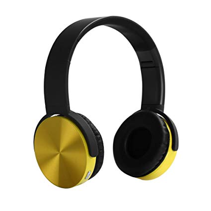 YHhao Wired / Wireless Over-Ear Headphones, Foldable Headsets with Volume Control,Noise Canceling Headsets, Built-in Mic for PC, Computer, Laptop, iPhone, Android Smartphone, etc - Yellow