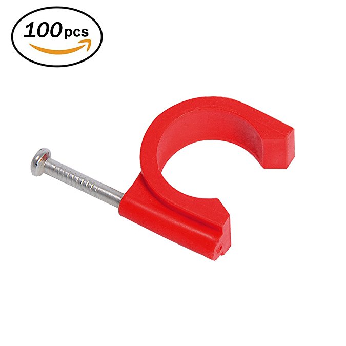 Firecore 3/4 Inch Plastic Tube Clamp with Nail Red(100pcs)