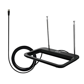 ANTV HDTV Antenna 35 Miles Range Multi-directional Digital Rabbit Ears Indoor for UHF/VHF;1080P Table Stand/ Wall Mount Antenna for Television Clearview