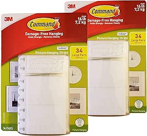 Command Indoor Picture Hanging Strips 34 Large Pairs 68 Strips (2 Pack Large Strips)