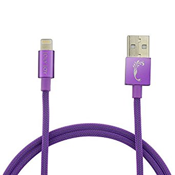Joly Joy Lightning Cable Apple MFi Certified Lightning to USB Cord Fishnet Coated 1m/3.28ft Lighting Chargers with 8 Pin Connector for iPhone 7, 7 Plus, 6s 6 Plus, iPad (Purple)