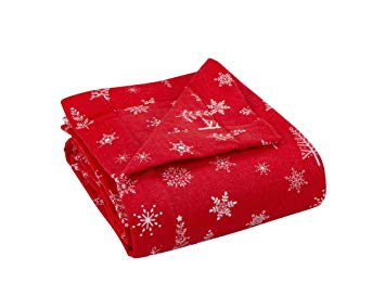 DELANNA Flannel Throw, 2-Ply Thick Blanket 100% Cotton (60" x 80", Trees and Flakes)