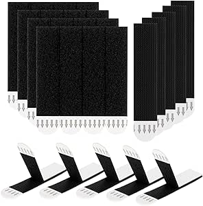 15-Pairs(30 Strips) Picture Hanging Strips Heavy Duty, No Nails Picture Hanging Strips Removable Hook and Loop Tape, No Damage Wall Hangers Strips for Frame and Wall Art, Black