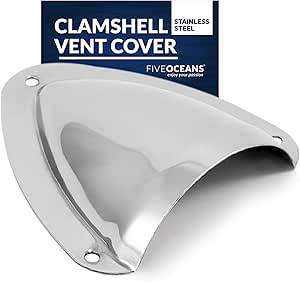 Five Oceans 316 Stainless Steel Clamshell Vent Cover, Wire Cable Cover Opening 1-Inch H x 2-1/2-Inch W, Base 3-11/16-Inch L x 3-7/16-Inch W (1-Pack)