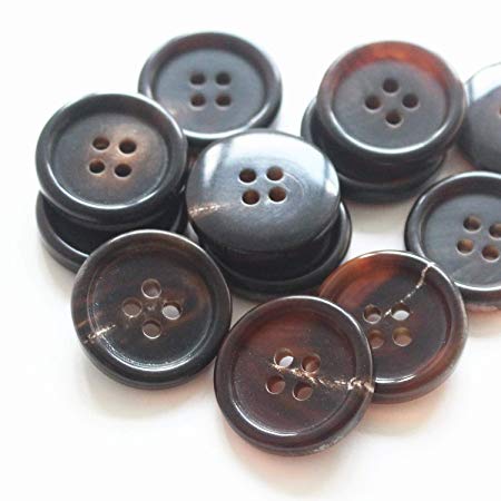 YaHoGa 22 Pieces Real Horn Buttons Set for Blazers Suits Coats 15MM 20MM Natural Brown Buffalo Horn Blazer Buttons Suit Buttons for Men (Brown)