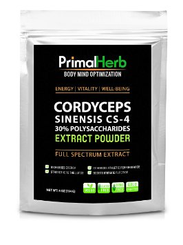 Cordyceps Sinensis CS-4 Mushroom Extract - Potent 30 Polysaccharides - 185 Servings - Energy Support Anti-Fatigue - Full Spectrum