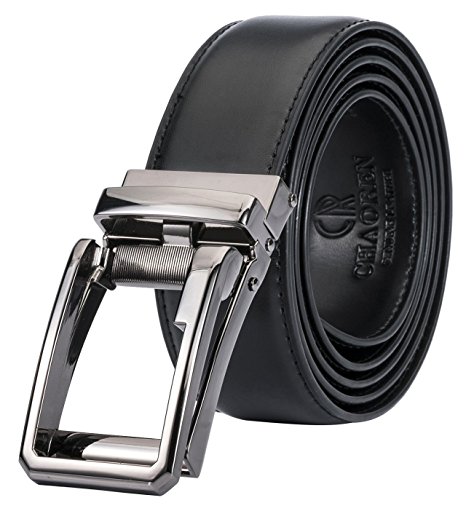 Men’s Genuine Leather Ratchet Click Belt Custom Fit with Automatic Sliding Buckle in a Gift Box