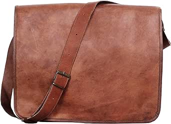 Komal's Passion Leather Vintage Mens 18 Inch Leather Laptop Messenger Pro Satchel Men's Bag
