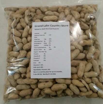 Salted In Shell Peanuts Large 3 Pound bag, Great for all occasions.