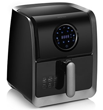 Air Fryer, BESTEK Electric Air Fryers Oil-Less Hot Air Programmable with 7 Bulid-in Cook Setting and Digital Temp&Timer Controls, Cookbook Included (3.2L, Black)