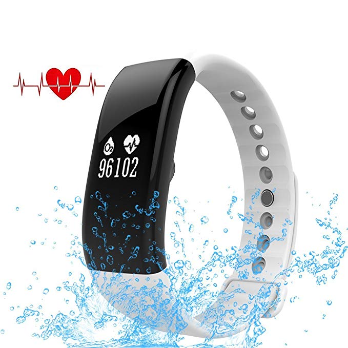 EWEMOSI Fitness Tracker - Heart Rate Blood Pressure Monitor - Bluetooth Wireless Smart Bracelet - Water Resistant Outdoor Activities Tracker - for Android iOS