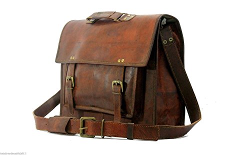 Gbag T 16Inch Vintage Handmade Leather Messenger Bag for Laptop Briefcase Satchel Bag 16X12X5 Inches Brown