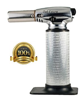 CULINARY TORCH - Best Cooking Blow Torch To Impress Your Guests - Chef Butane Torch For Creme Brulee Dessert - Kitchen Hand Torch To Master Food Recipes and Enhance Your Dining - Refillable