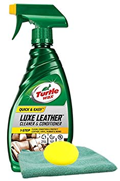 Turtle Wax Leather Cleaner & Conditioner (16 oz) Bundle With Microfiber Cloth & Foam Pad (3 Items)