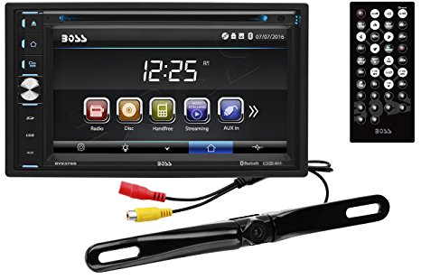 BOSS Audio BVB9376RC Double Din, Touchscreen, Bluetooth, DVD/CD/MP3/USB/SD AM/FM Car Stereo, 6.5 Inch Digital LCD Monitor, Wireless Remote, Rear License Plate Mount Camera Included