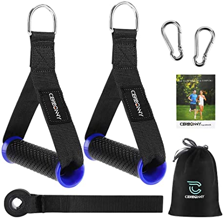 Cerbonny Resistance Band Handles Grips Fitness Strap Wide Design Heavy Duty Cable Handles with Solid ABS Cores, Durable Carabiners with Heavy Gauge Welded D-Rings (1 Pair)