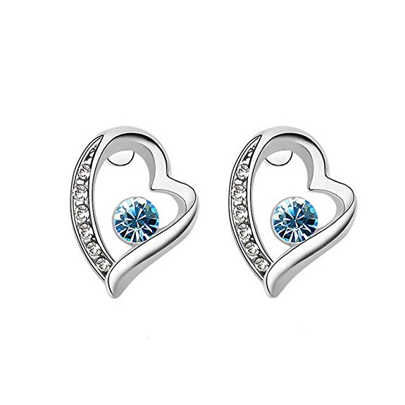 Joyfulshine Womens Crystal Earring Studs 18K Gold Plated Heart Earrings