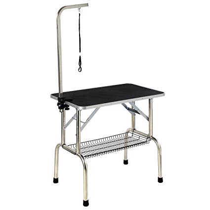 Giantex Large Portable Pet Dog Cat Grooming Table Dog Show W/arm & Noose & Mesh Tray