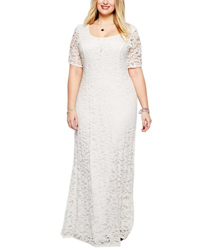 Nemidor Womens Full Lace Plus Size Wedding Maxi Dress
