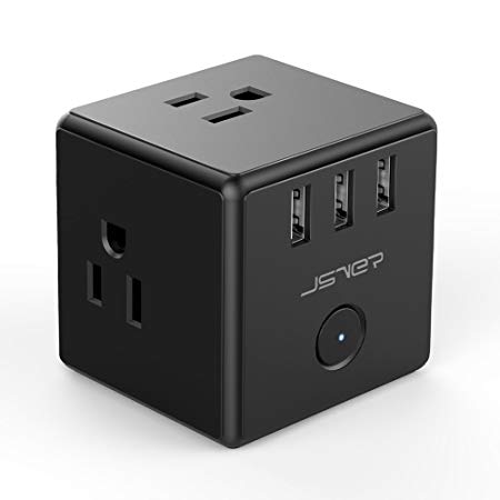 Cruise Power Strip with 3 AC Outlet 3 USB Charging Port for Cruise Ship, Office, Home, Hotels, Nightstand - Black