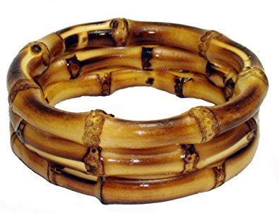 Bamboo Wood Trio Bracelet 2" Thick Natural and Earthy