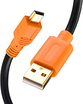 Mini USB Cable 12Ft, Tan QY Mini USB Cable USB 2.0 Type A to Mini B Cable Male Cord for GoPro Hero 3 , Hero HD, Cell Phones, MP3 Players, Digital Cameras,GPS Receiver, PDAs etc (12Ft, Orange)
