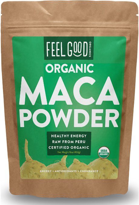 Organic Maca Powder (Raw) - 16oz Resealable Bag (1lb) - 100% Raw From Peru - by Feel Good Organics