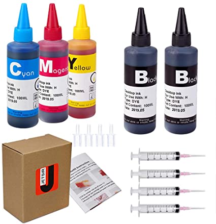 JetSir 4 Color Compatible Ink kit Refill for HP 950 951 60 61 952 902 901 62 63 21 22 920 940 934 564 932 933 711 970 971 92 94 95 96 97 ect Cartridge (2 Black 1 Cyan 1 Magenta 1 Yellow) 100ML x5