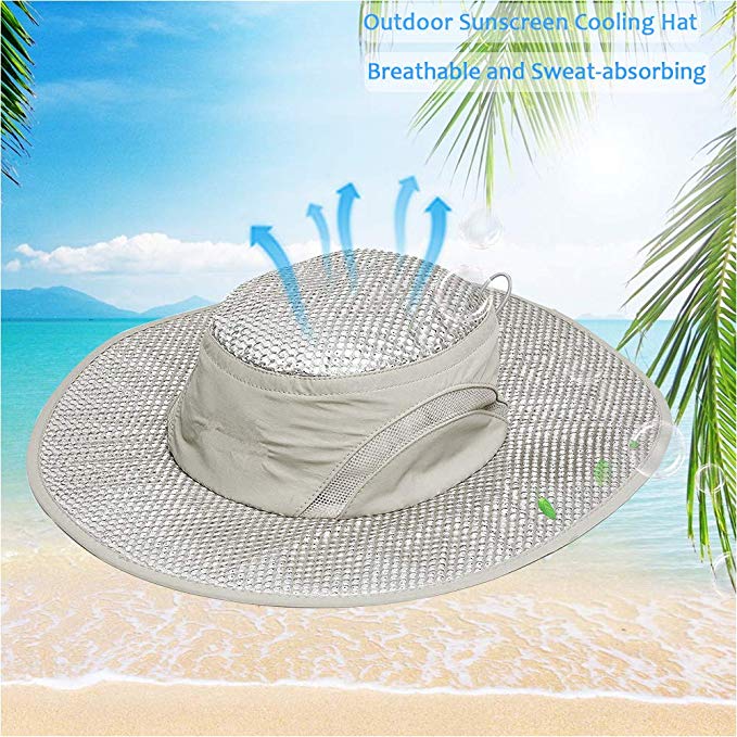 yingyi Summer Cooling Hat Wide Brim Sunscreen Hydro Cooling Sun Cap with Anti UV Feature for Men Women Hot Weather Gardening Yard Beach Outdoor Planing Hiking Fishing Camping