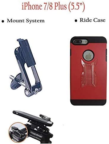 Calmpal iPhone 8/7 Plus Aluminum Alloy Bike Cell Phone Mount & Heavy Dudy Armor Riding Case,Bike Stemcap Cell Phone Mount Holder with Riding Cycling Case