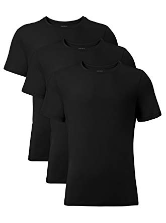 David Archy Men's 3 Pack Bamboo Rayon Undershirts Crew Neck Slim Fit Tees Short Sleeve T-Shirts