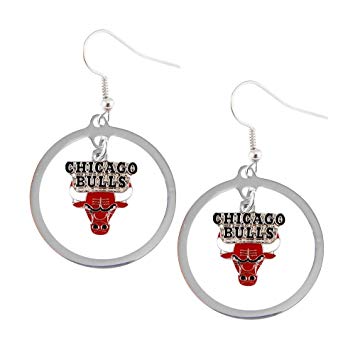 NBA Chicago Bulls Floating Logo Hoop Earrings