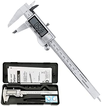 Allnice Digital Caliper 6 Inch, Stainless Steel Caliper Measuring Tool Electronic Vernier Caliper Micrometer with LCD Digits Display, Inch/mm Conversion