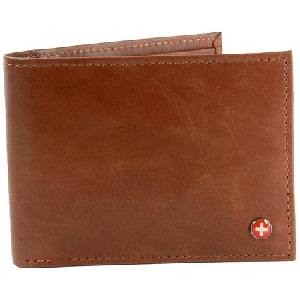 Alpine Swiss Mens Leather Bifold Wallet Removable Flip Up ID Window