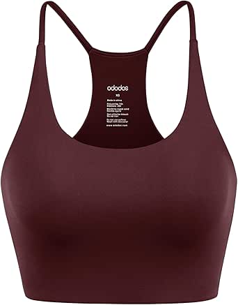 ODODOS Halter Sports Bra for Women Non Padded Strappy/Square Neck Cropped Tops Workout Yoga Crop