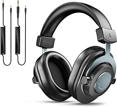 FIFINE Studio Monitor Headphones for Recording-Over Ear Wired Headphones for Podcast Monitoring, Streaming Comfortable Equipment with Detachable Cables 3.5mm or 6.35mm Jack, Black, on PC/Mixer-H8