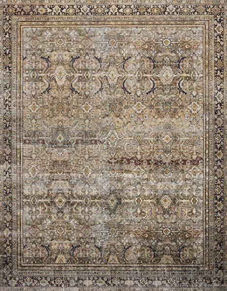 Loloi ll  LAY-03 Layla Collection Printed Vintage Persian Area Rug 9'0" x 12'0"  Olive/Charcoal