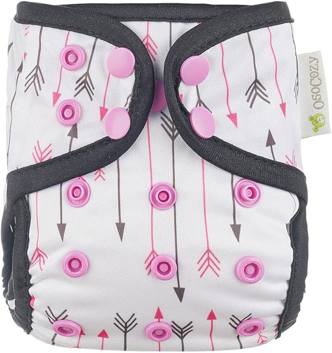 OsoCozy Newborn Cloth Diaper Covers - Adjustable Snap Fit & Double Leg Gussets for Baby Boys & Girls from 6-12 Pounds.