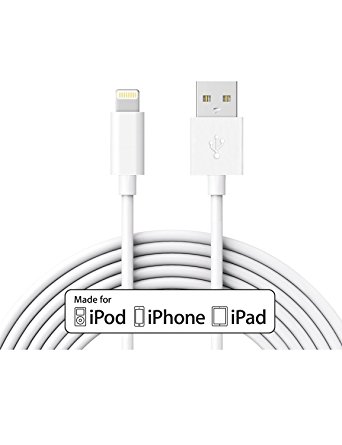 IQIYI [Apple MFi Certified] Lightning to USB Sync Charger Cable Cord for iPhone 7 Plus 6S Plus 6 Plus SE 5S 5C 5, iPad 2 3 4 Mini Air Pro, iPod , 10 Feet / 3m (White)