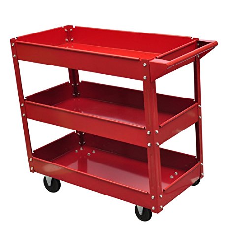 vidaXL Rolling 3 Tray Utility Cart Dolly 220lbs Storage Shelves Workshop Garage Tool