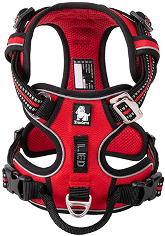 Rantow 3M Reflective Mesh Pet Puppy Dog Harness Adjustable Comfort Padded Safety Vest Front Range Chest Harness Outdoor for Large/Medium/Small Dogs With Strong Easy Control Handle